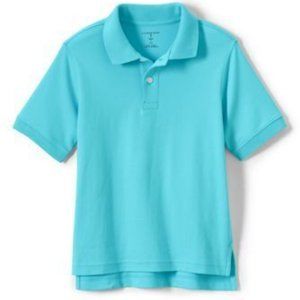 NWT LANDS' END KIDS SHORT SLEEVE INTERLOCK POLO SHIRT FRESH TURQUOISE M, L